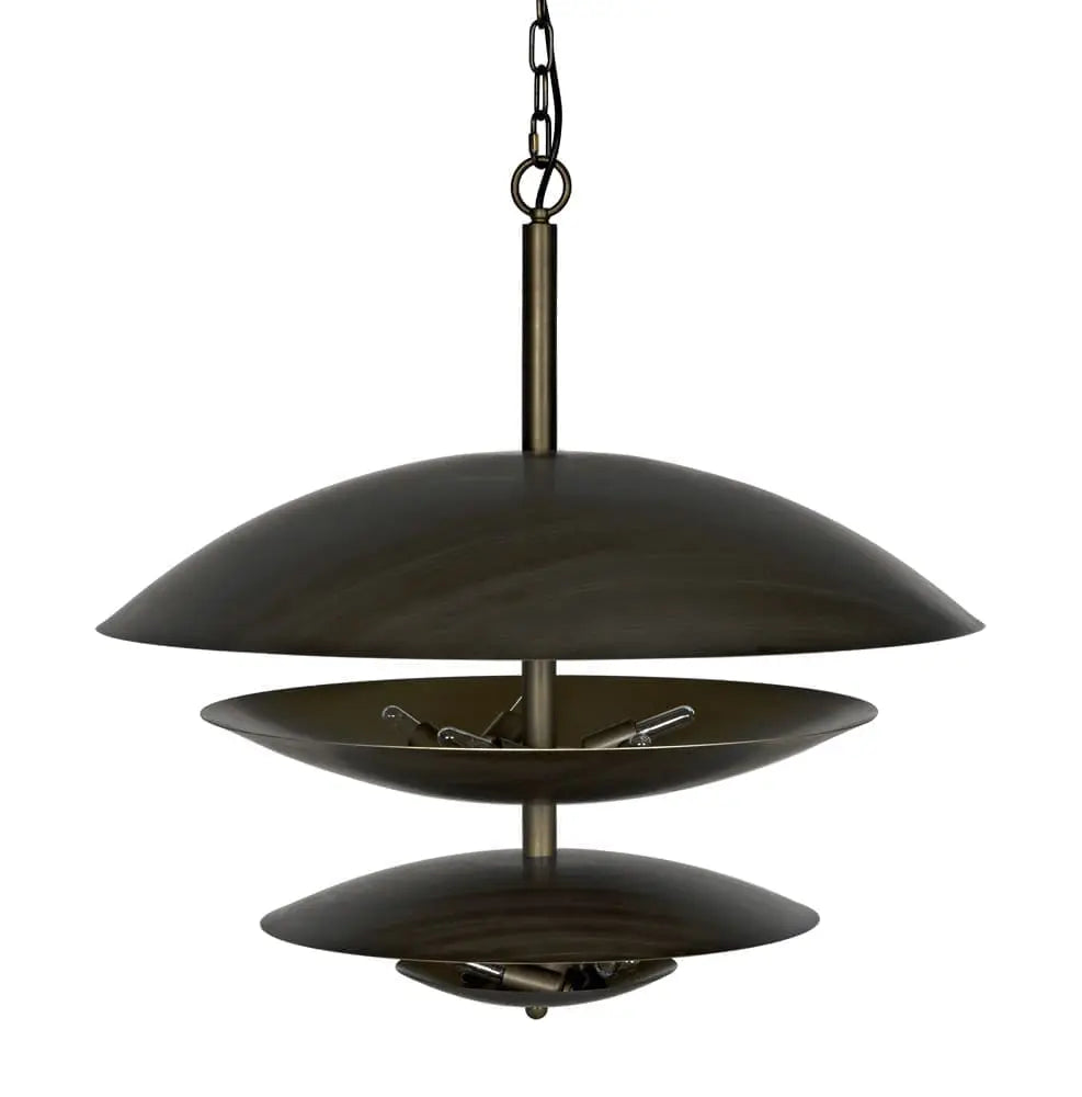 Noir Nora Chandelier, Metal With Aged Brass Finish