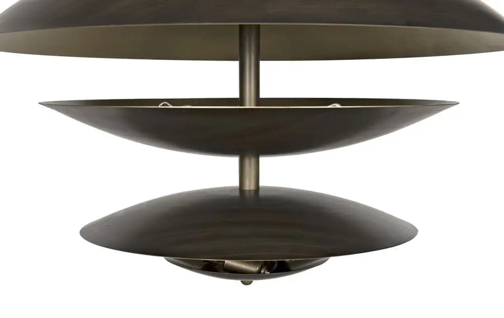 Noir Nora Chandelier, Metal With Aged Brass Finish