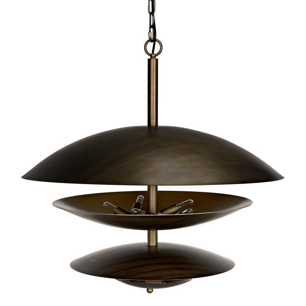 Noir Nora Chandelier, Metal With Aged Brass Finish