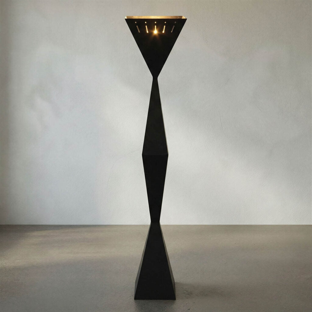 Noir Brixton Floor Lamp, Black Steel