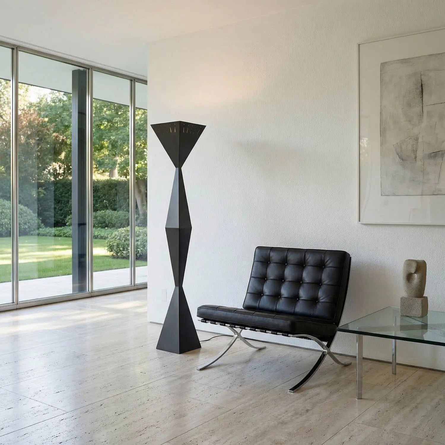 Noir Brixton Floor Lamp, Black Steel