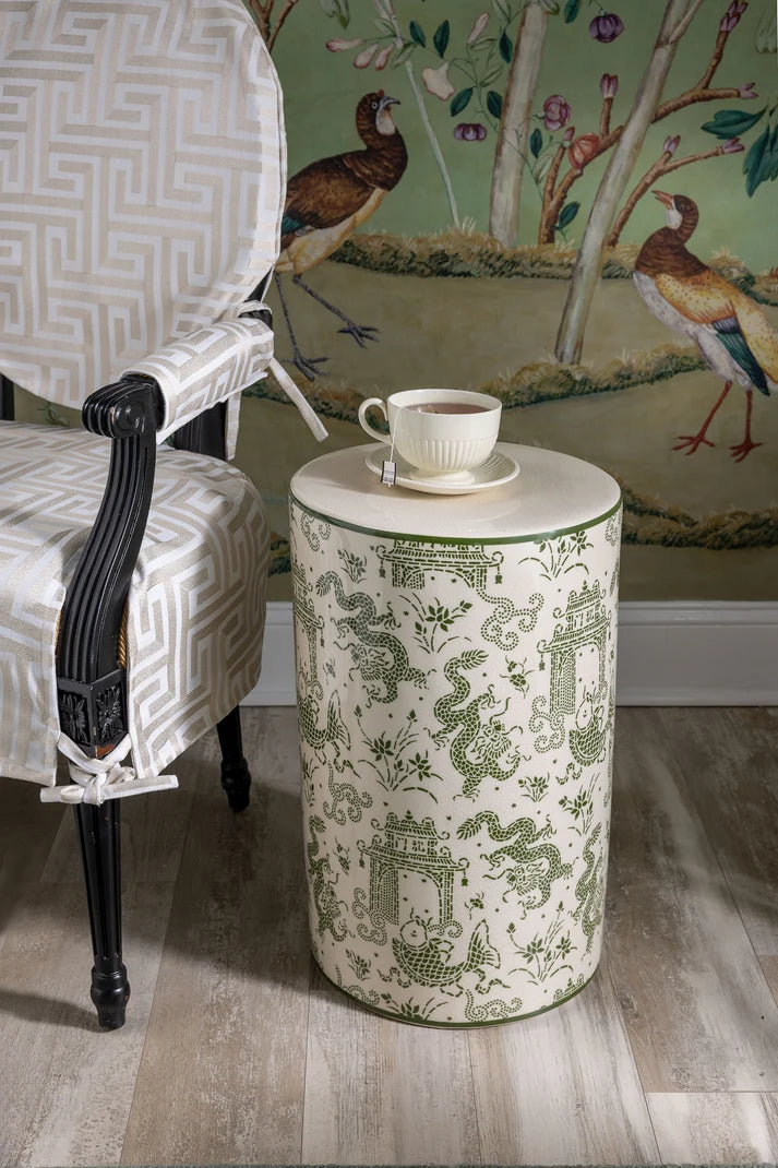 Port 68 Dragon Pagoda Green Stool
