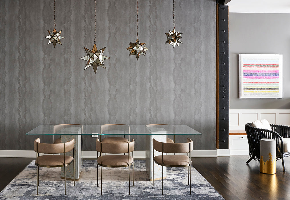 Worlds Away Star Pendant Light in Antique Mirror