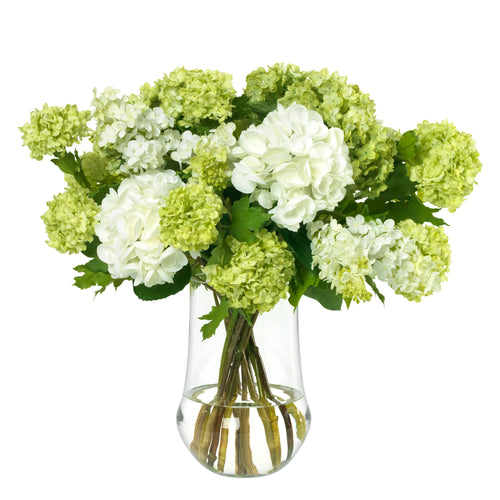 Diane James Green Snowballs and White Hydrangea Bouquet
