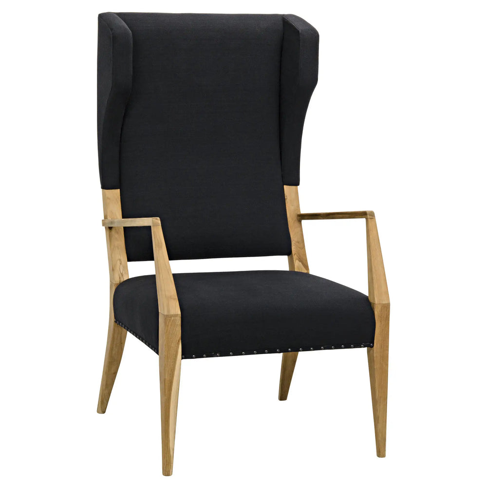 Noir Narciso Chair, Teak With Black Woven Fabric