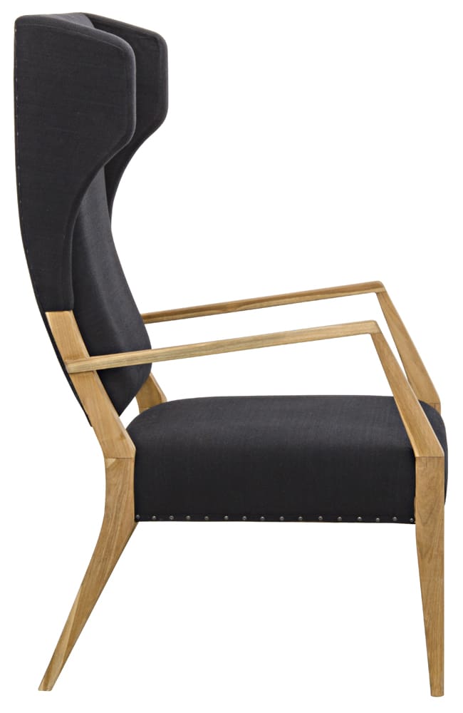 Noir Narciso Chair, Teak With Black Woven Fabric