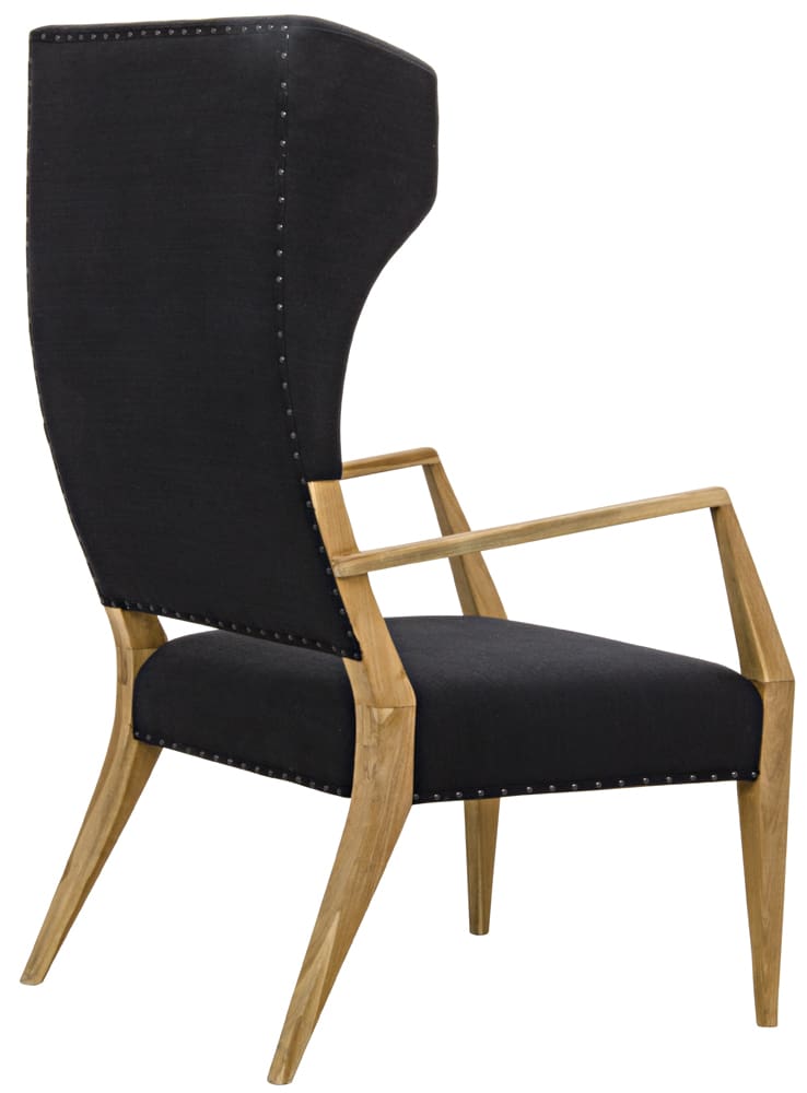 Noir Narciso Chair, Teak With Black Woven Fabric