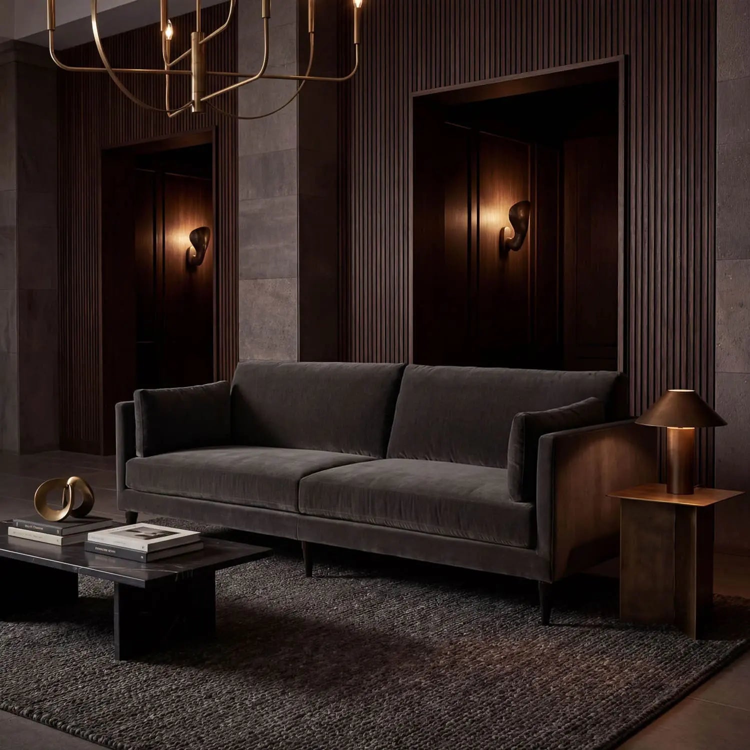 Noir Andalusia Sofa With Velvet