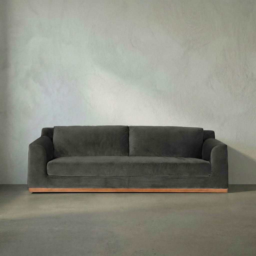 Noir Seville Sofa, Grey Velvet