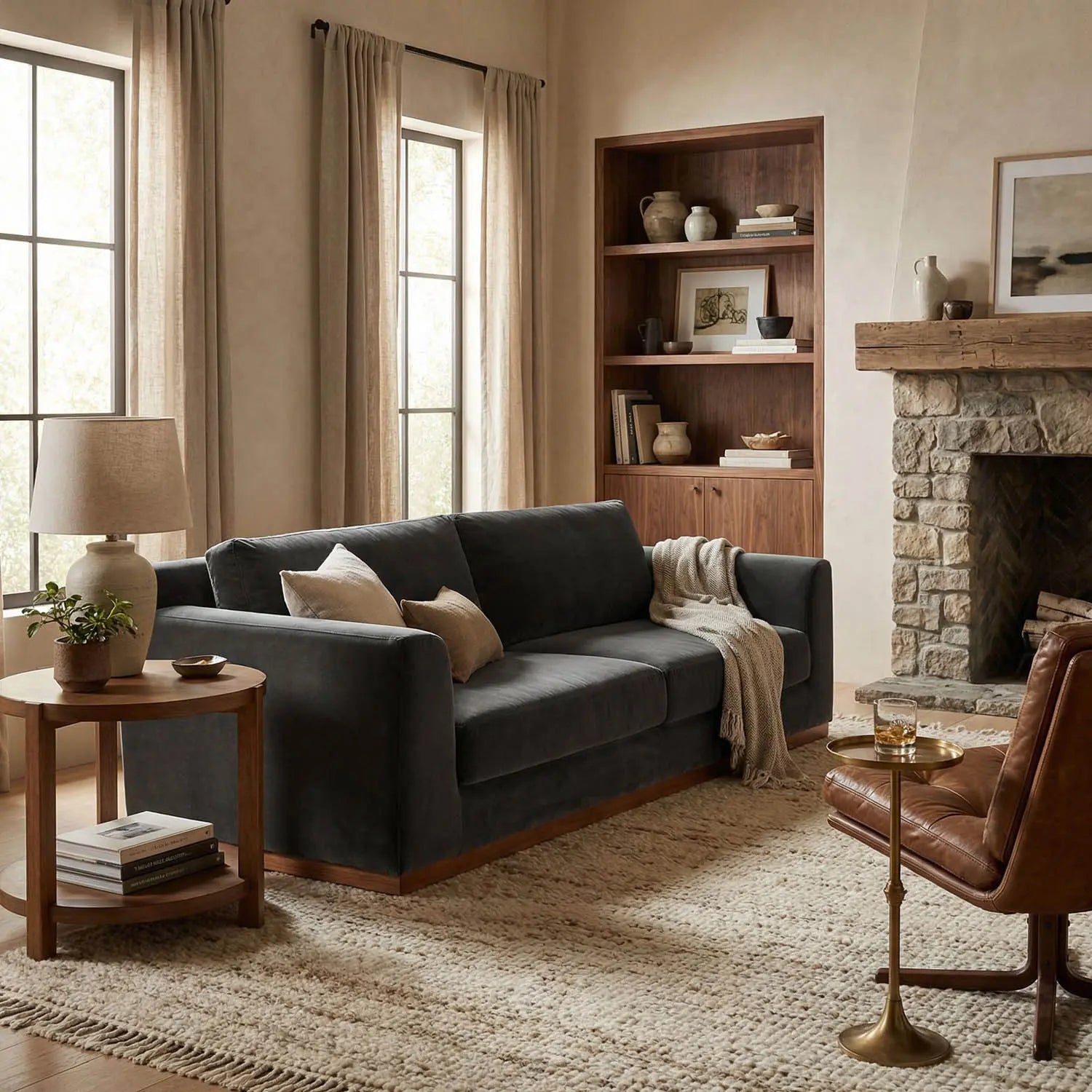 Noir Seville Sofa, Grey Velvet