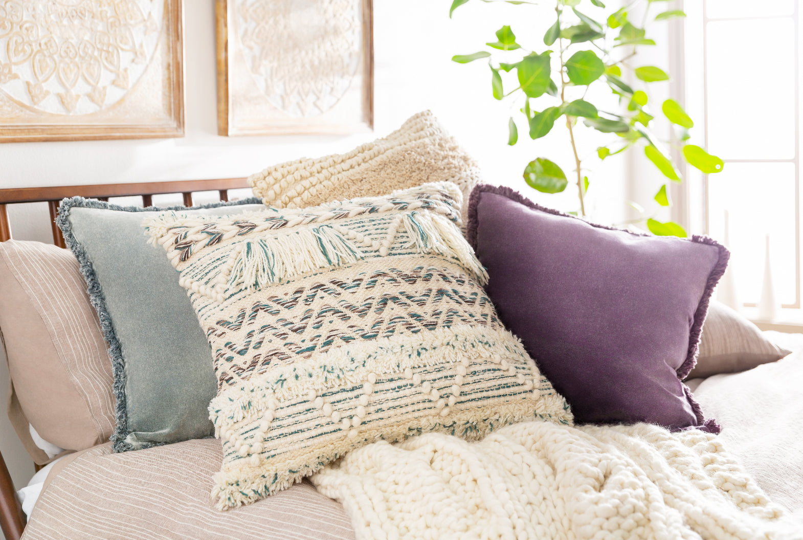 Surya Denton Hand Knitted Throw