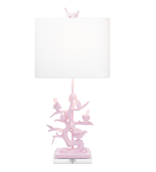 Couture Lighting 29"H Bird On Branch Table Lamp Blushing Bride Pink