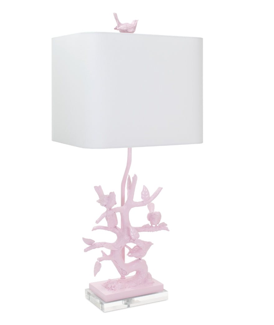 Couture Lighting 29"H Bird On Branch Table Lamp Blushing Bride Pink