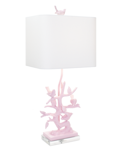 Couture Lighting 29"H Bird On Branch Table Lamp Blushing Bride Pink