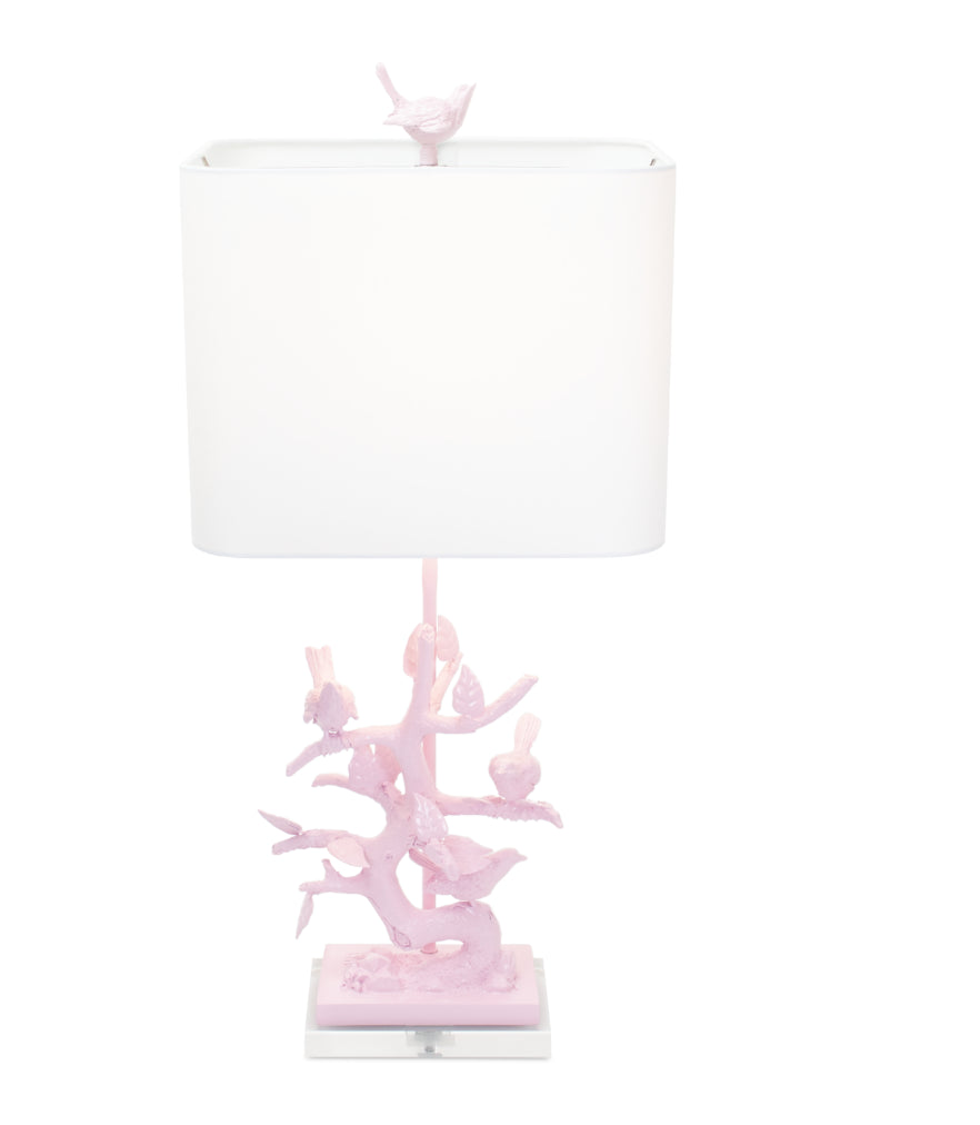 Couture Lighting 29"H Bird On Branch Table Lamp Blushing Bride Pink