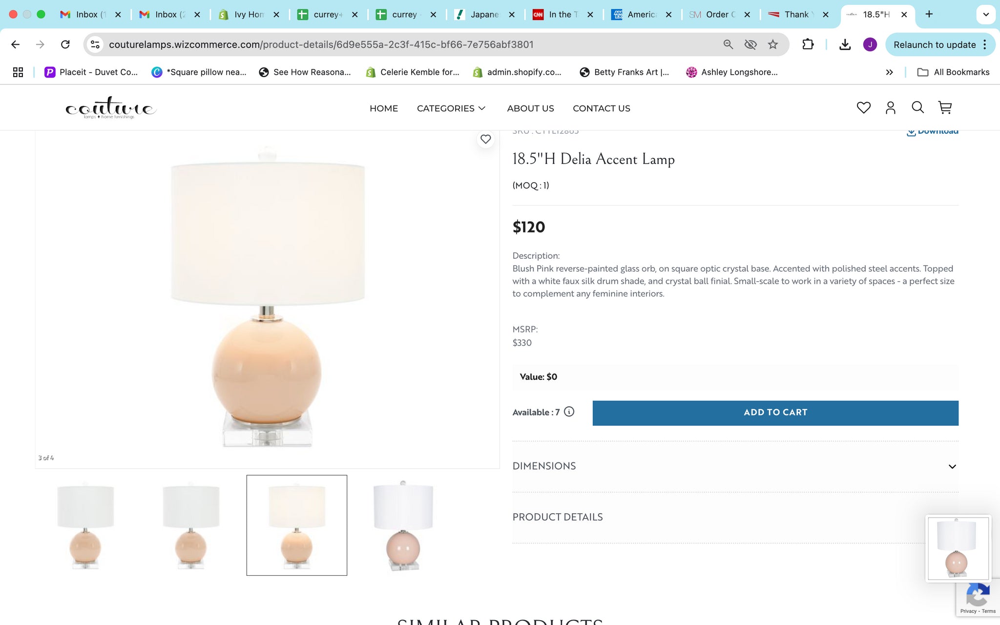 Couture Lighting Delia Lamp 18.5"H