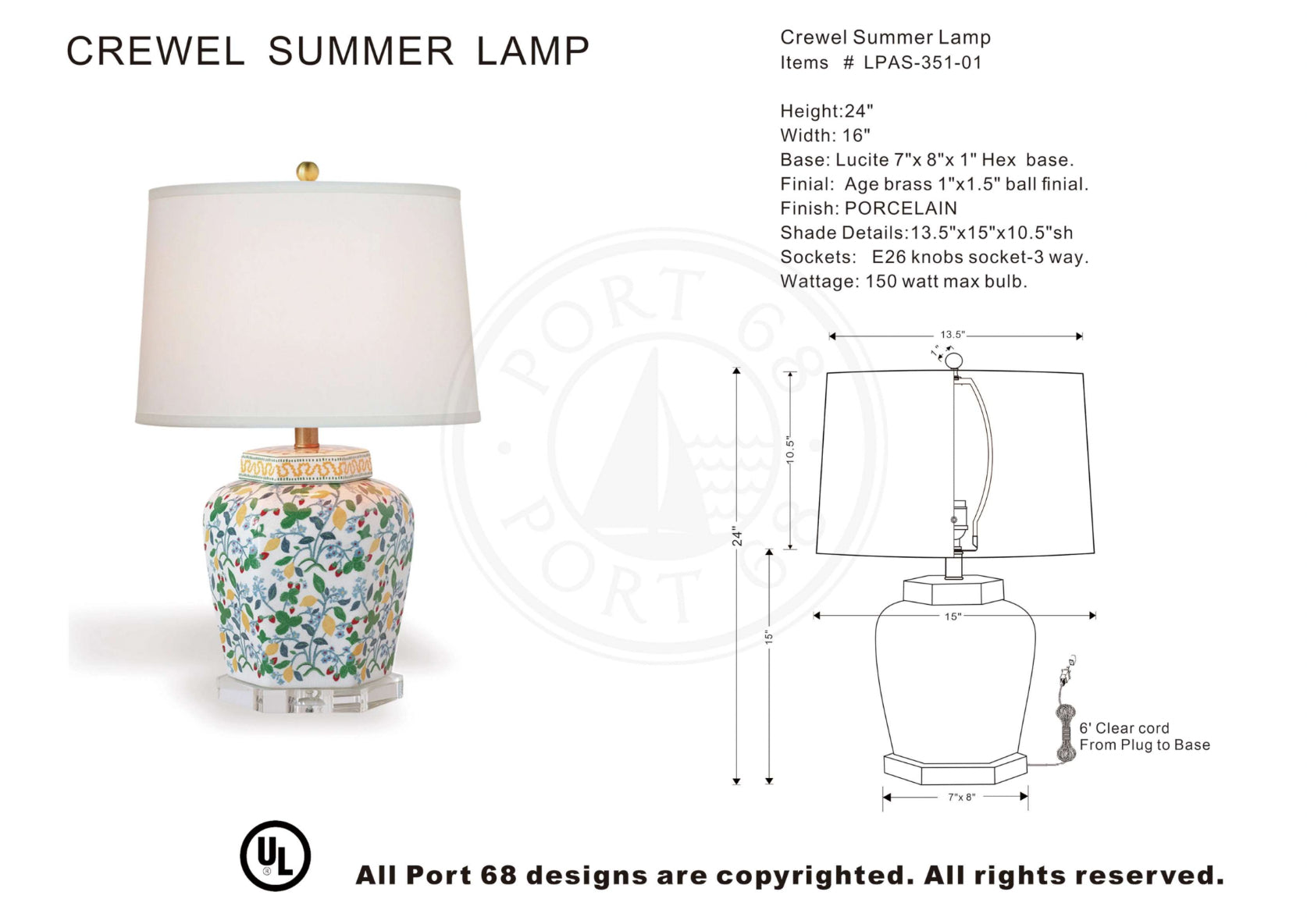 Crewel Summer Lamp by Madcap Cottage for Port 68