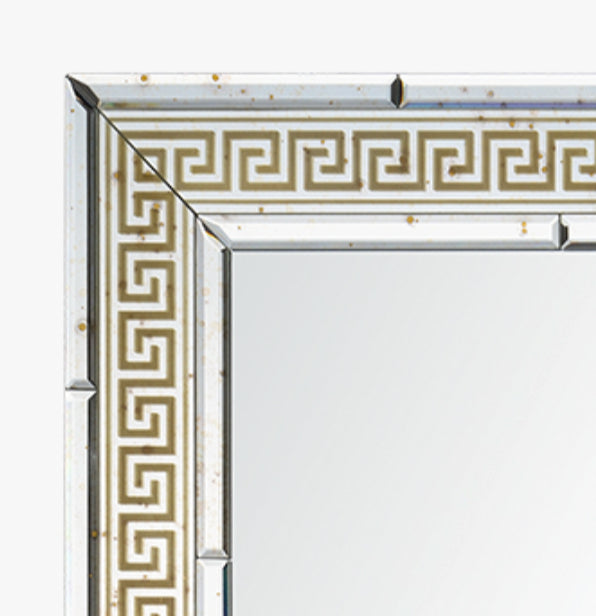 Suzanne Kasler Gold or Silver Inlay Greek Key  Mirror for Mirror Home