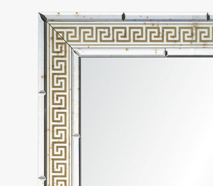 Suzanne Kasler Gold or Silver Inlay Greek Key  Mirror for Mirror Home