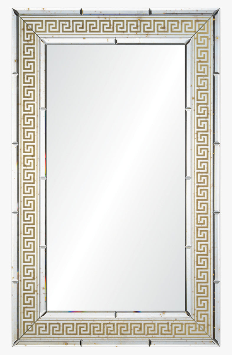 Suzanne Kasler Gold or Silver Inlay Greek Key  Mirror for Mirror Home