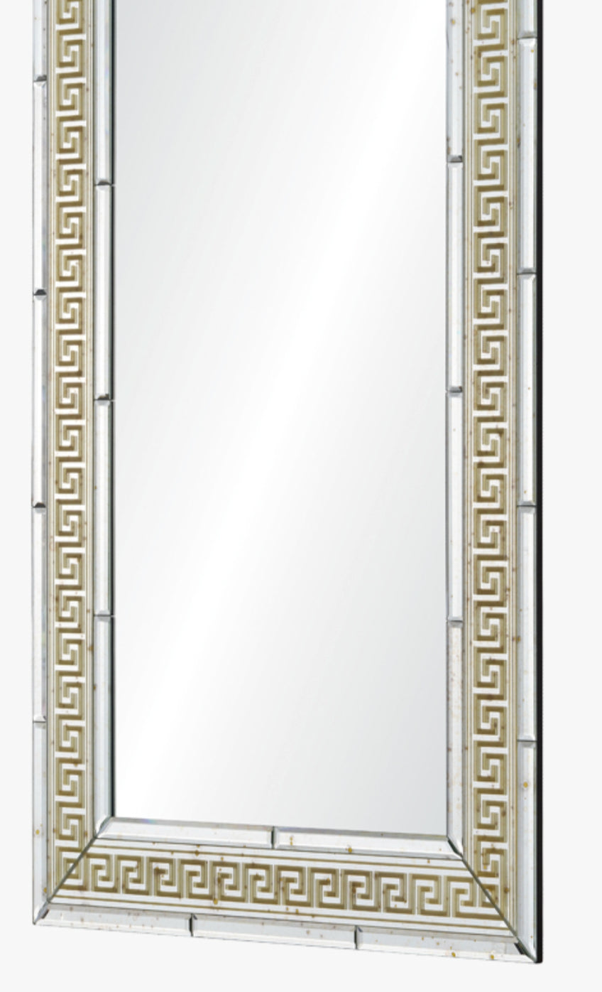 Suzanne Kasler Gold or Silver Inlay Greek Key  Mirror for Mirror Home