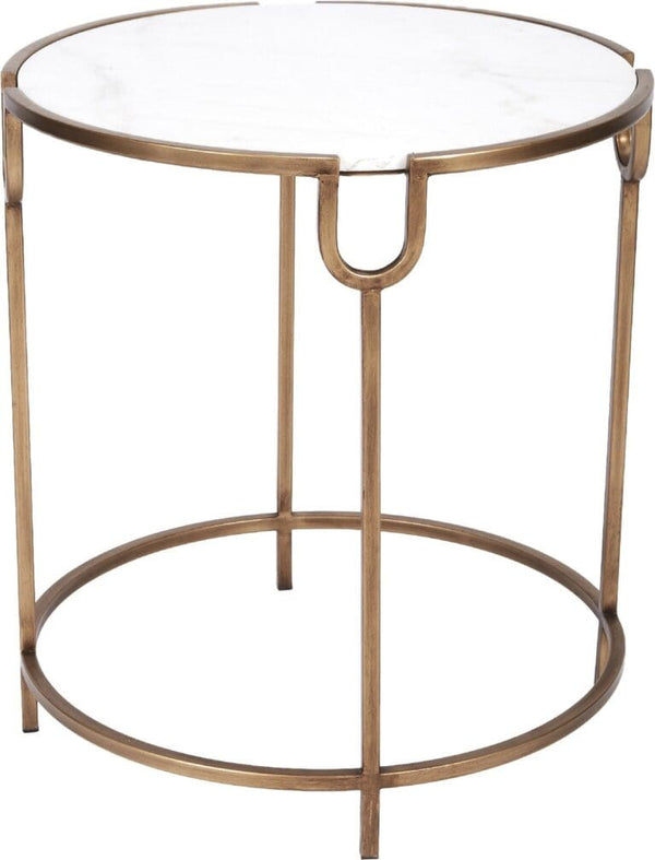 Bethany Gold Accent Table with White Marble Top