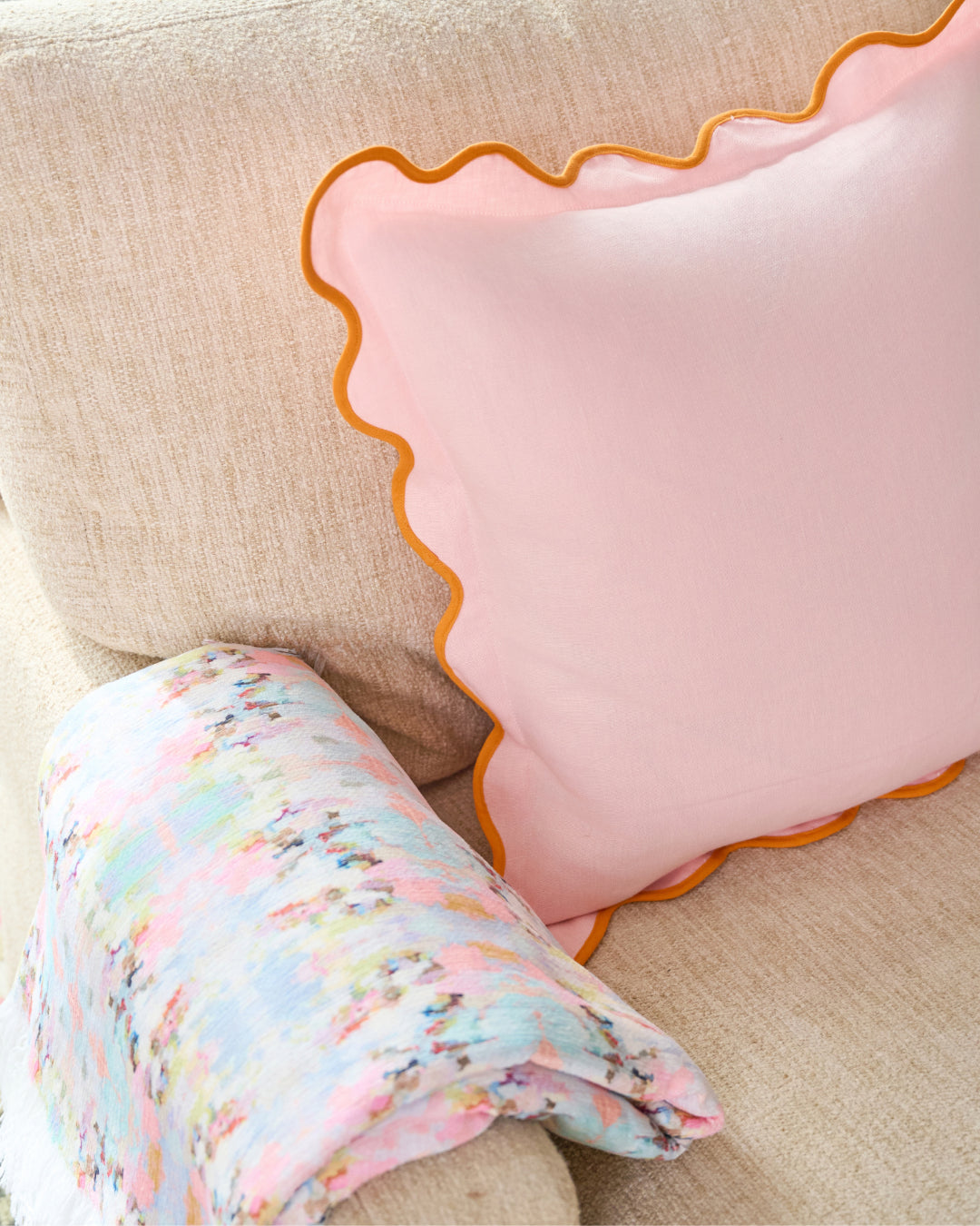 Laura Park Charlotte Scalloped Linen Pillow