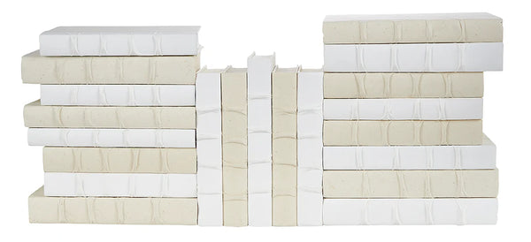 Vellum Home Decorative Books in White and Natural, Set of 21