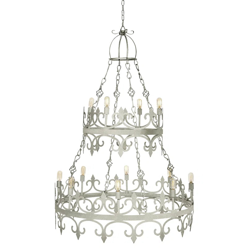 Ella Home Venetian 12 - Light Candle Style Tiered Chandelier