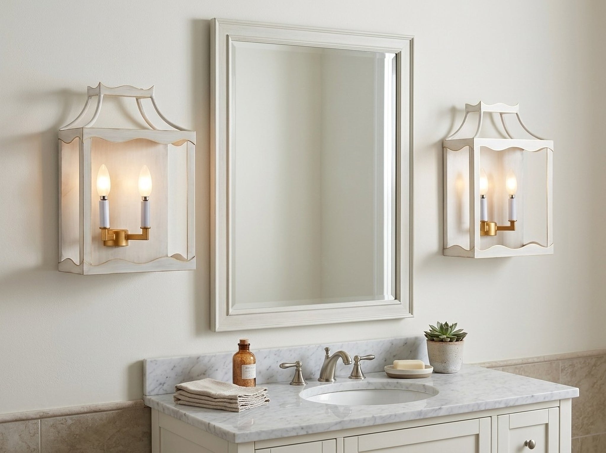 Miriam Cream and Gold Wall Sconce by Old World Design