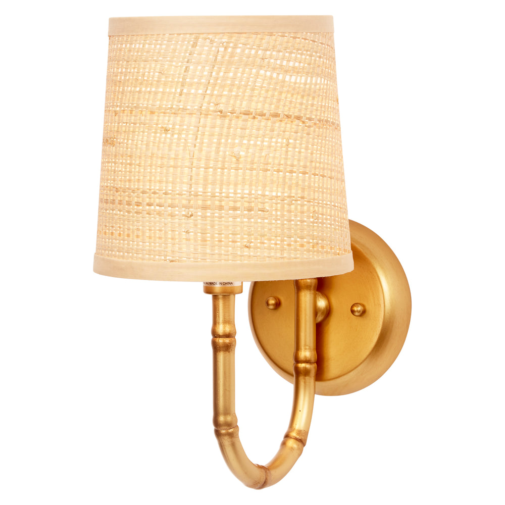 Golden Bamboo Sconce with Grasscloth Shade by Old World Design