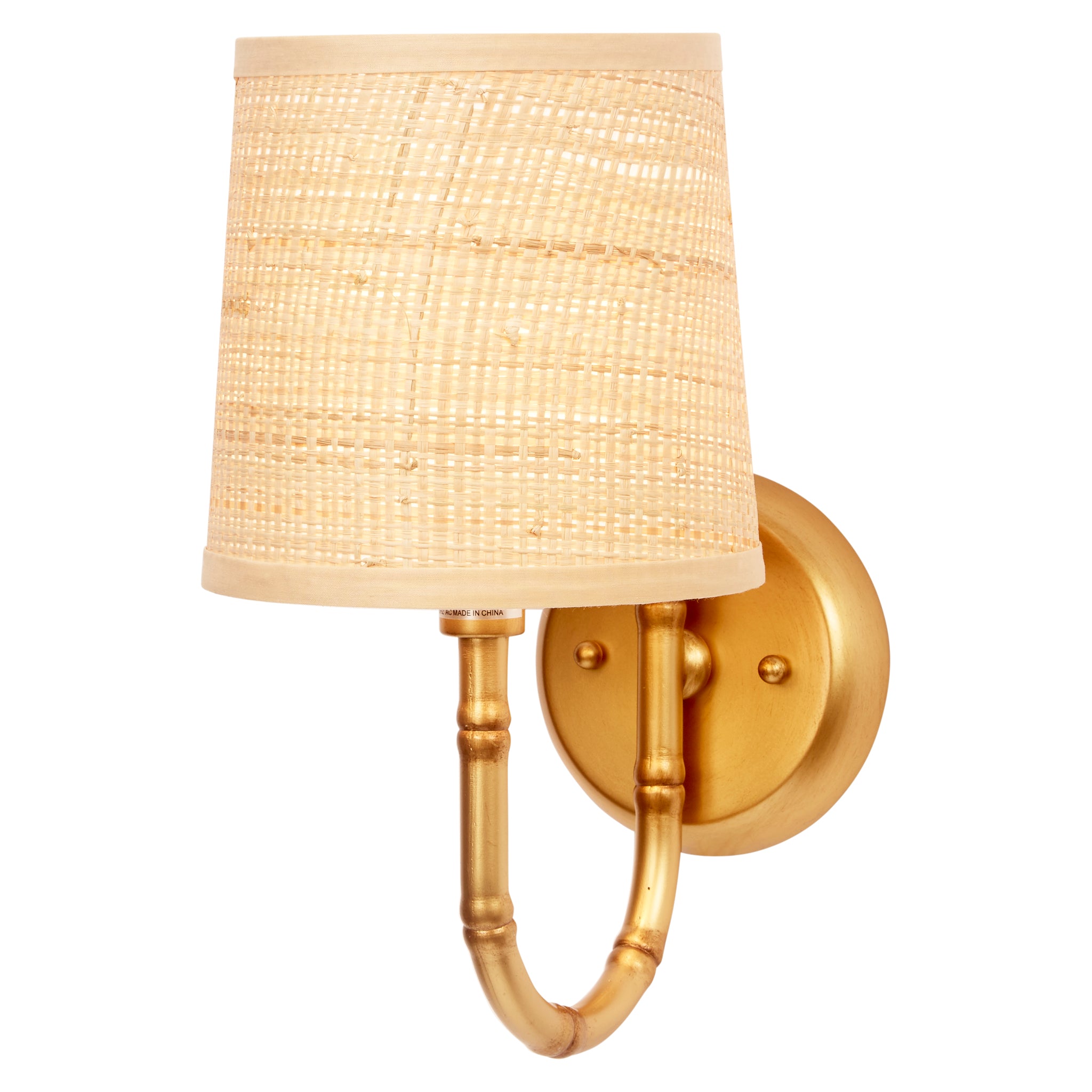 Golden Bamboo Sconce with Grasscloth Shade by Old World Design