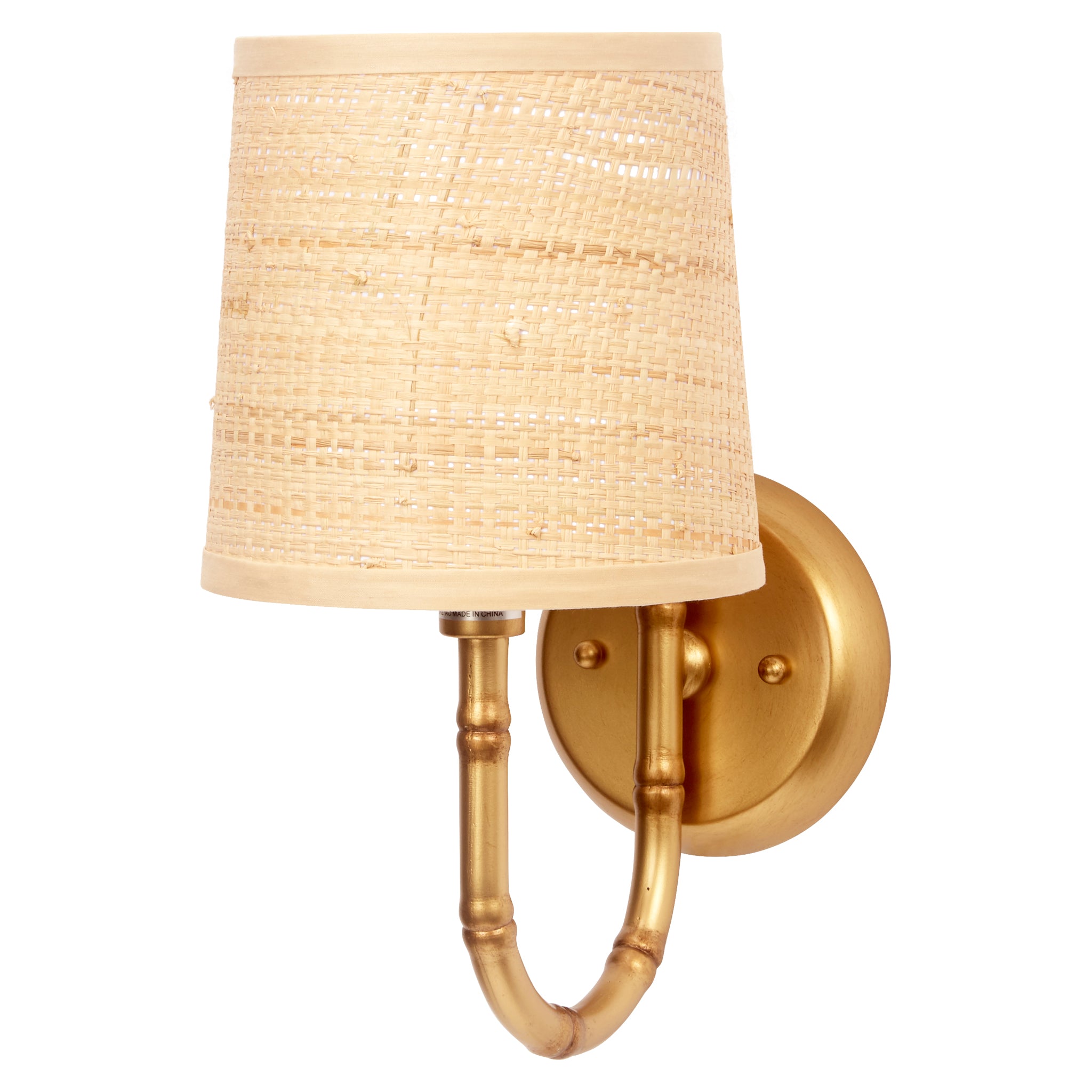 Golden Bamboo Sconce with Grasscloth Shade by Old World Design