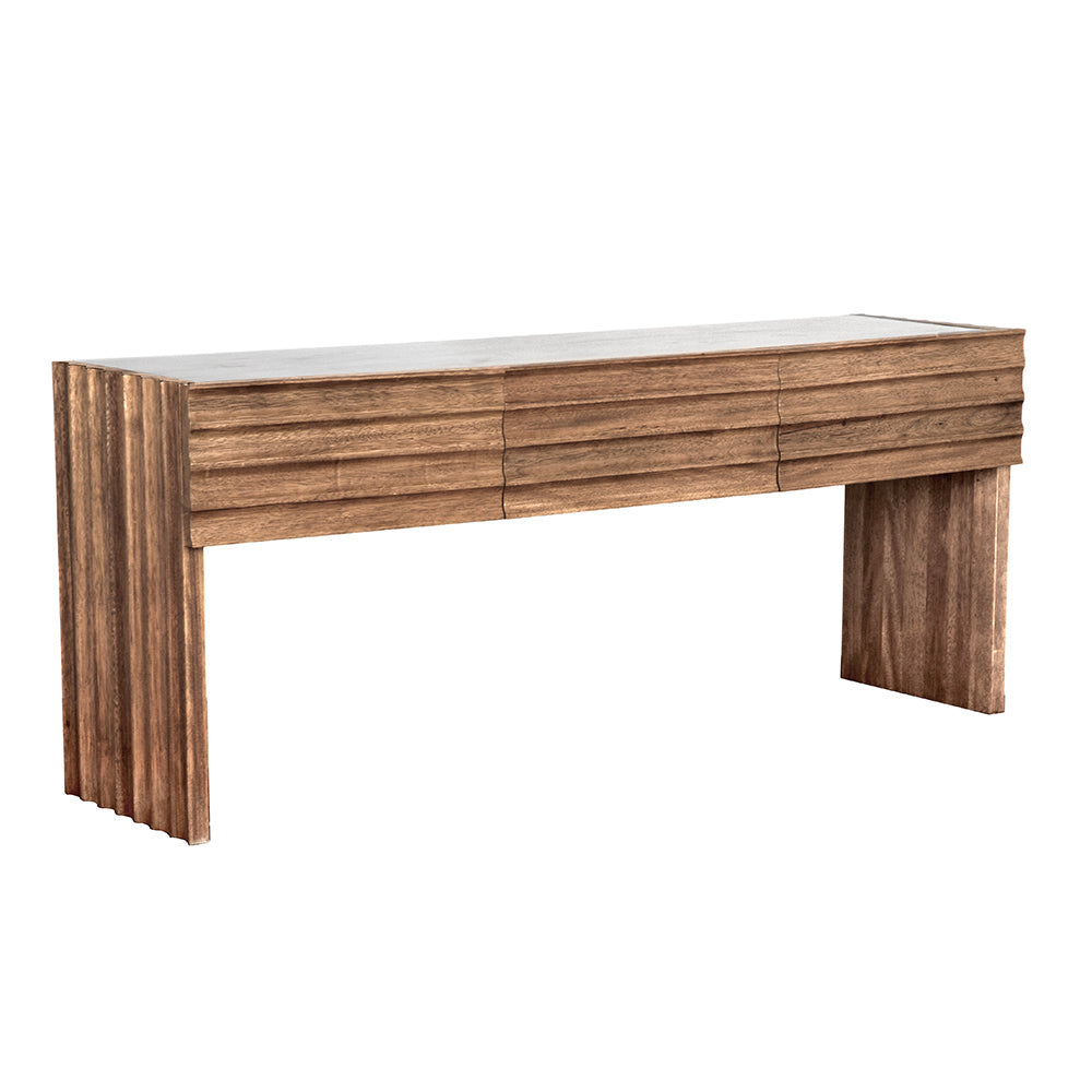 Noir Wolf Console With White Marble Top