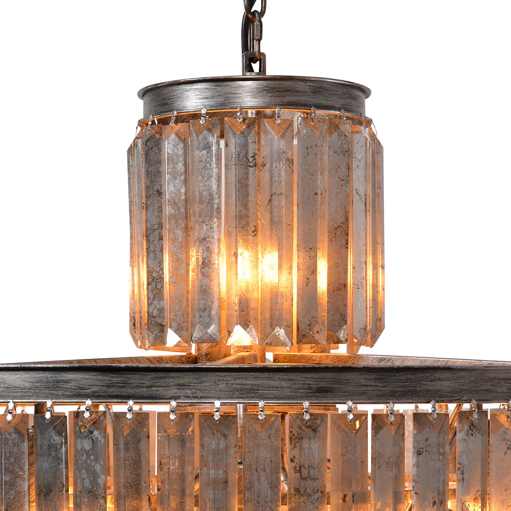 Zentique 6 Tier Rustic Crystal Chandelier D Istressed Metal, Distressed Crystals
