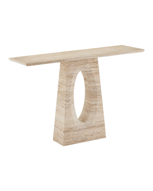 Currey & Company Demi Travertine Console Table