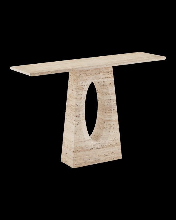 Currey & Company Demi Travertine Console Table