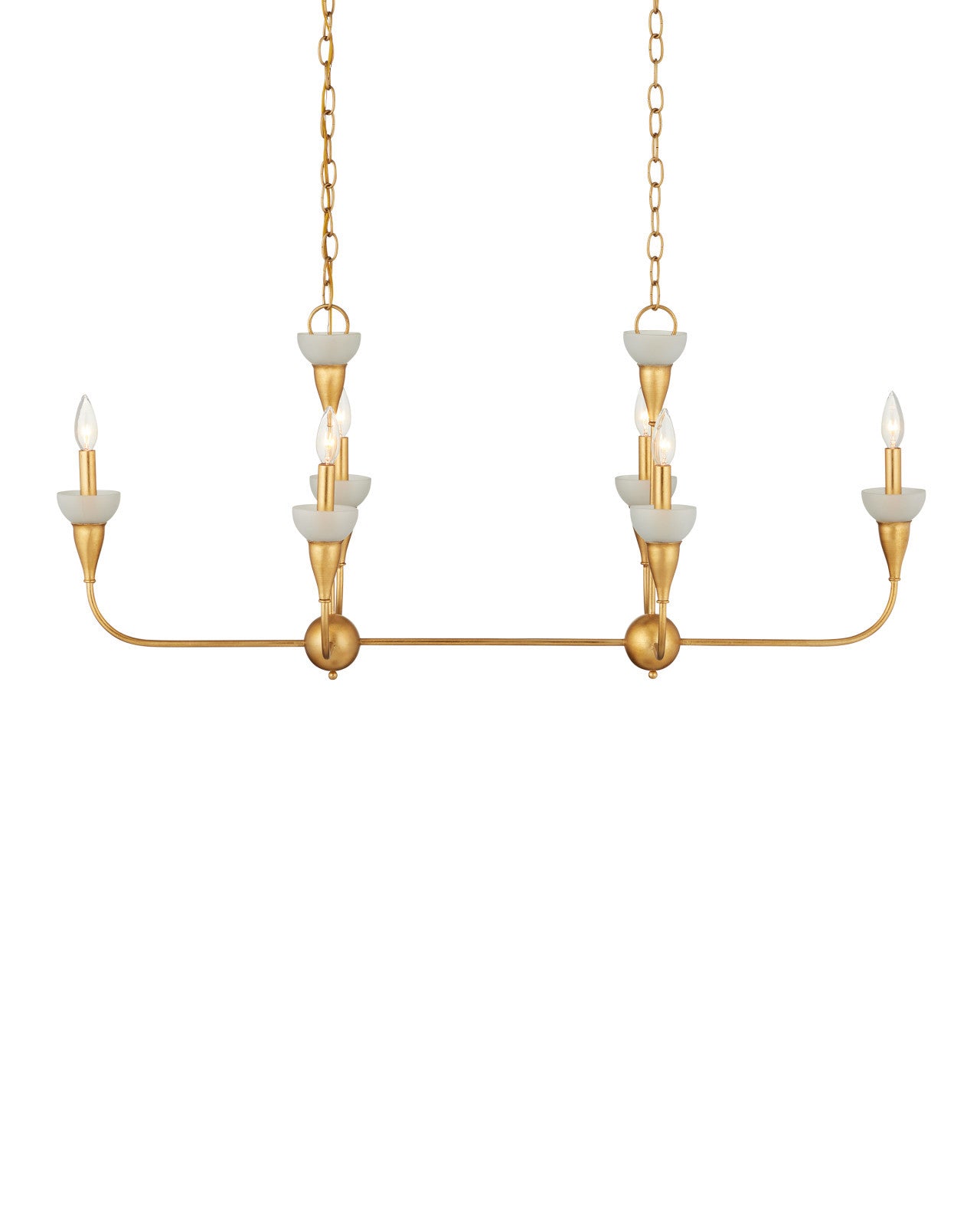 Currey & Company Aurelia Frost Rectangular 46" Contemporary Gold Leaf 6 Light Chandelier