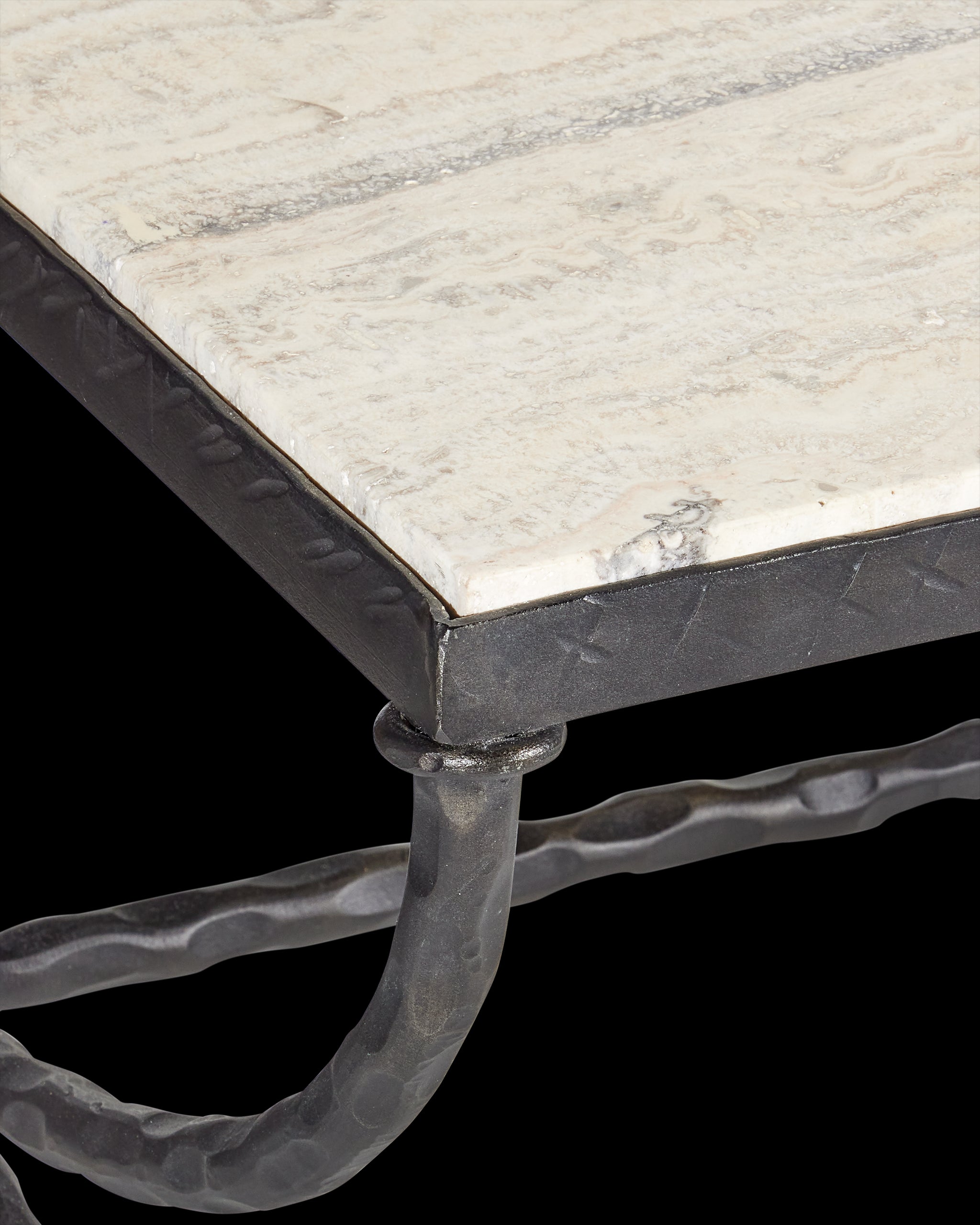 Currey & Company Agora White Travertine Cocktail Table