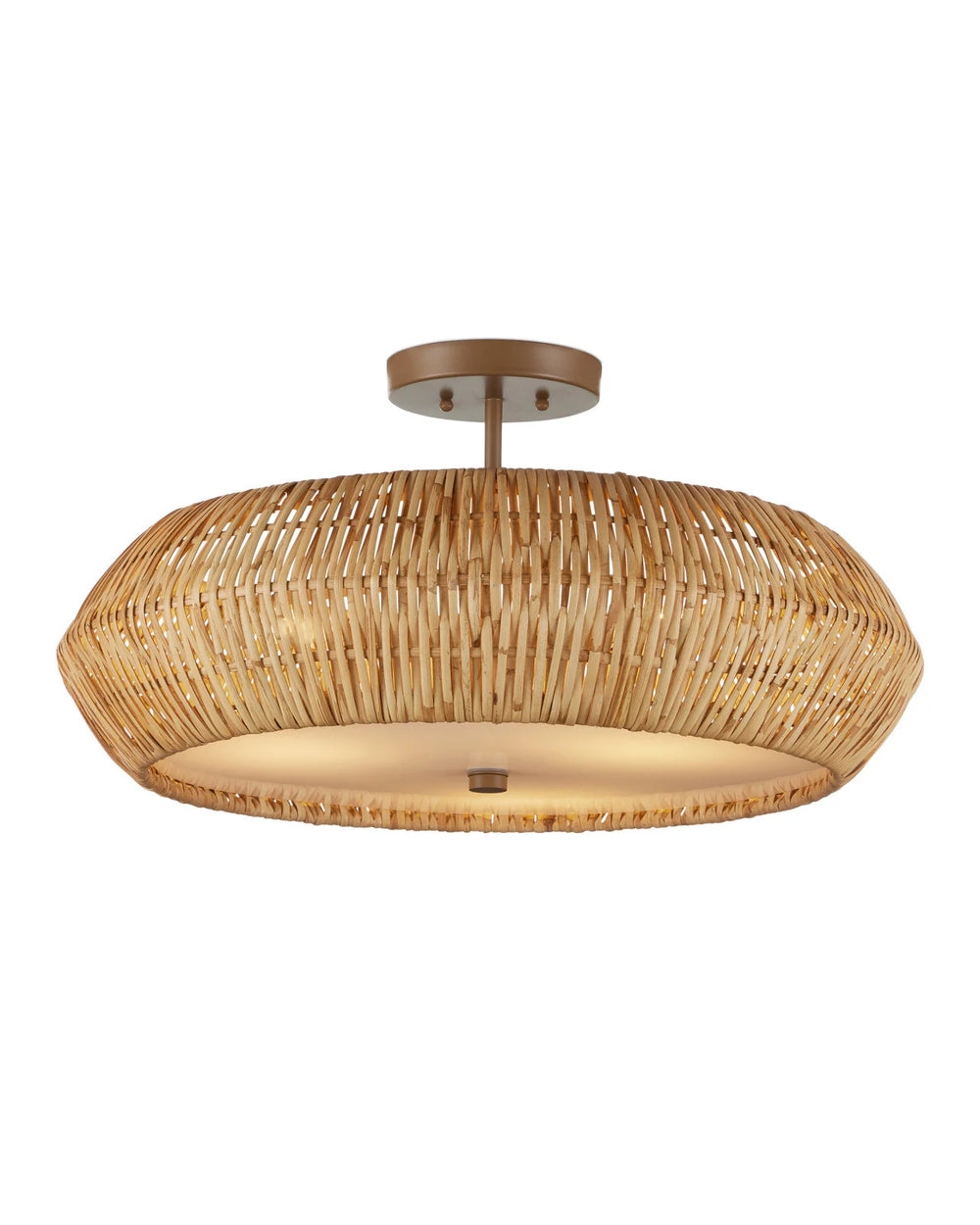 Currey & Company Antibes 25" Natural Rattan Semi Flush Mount