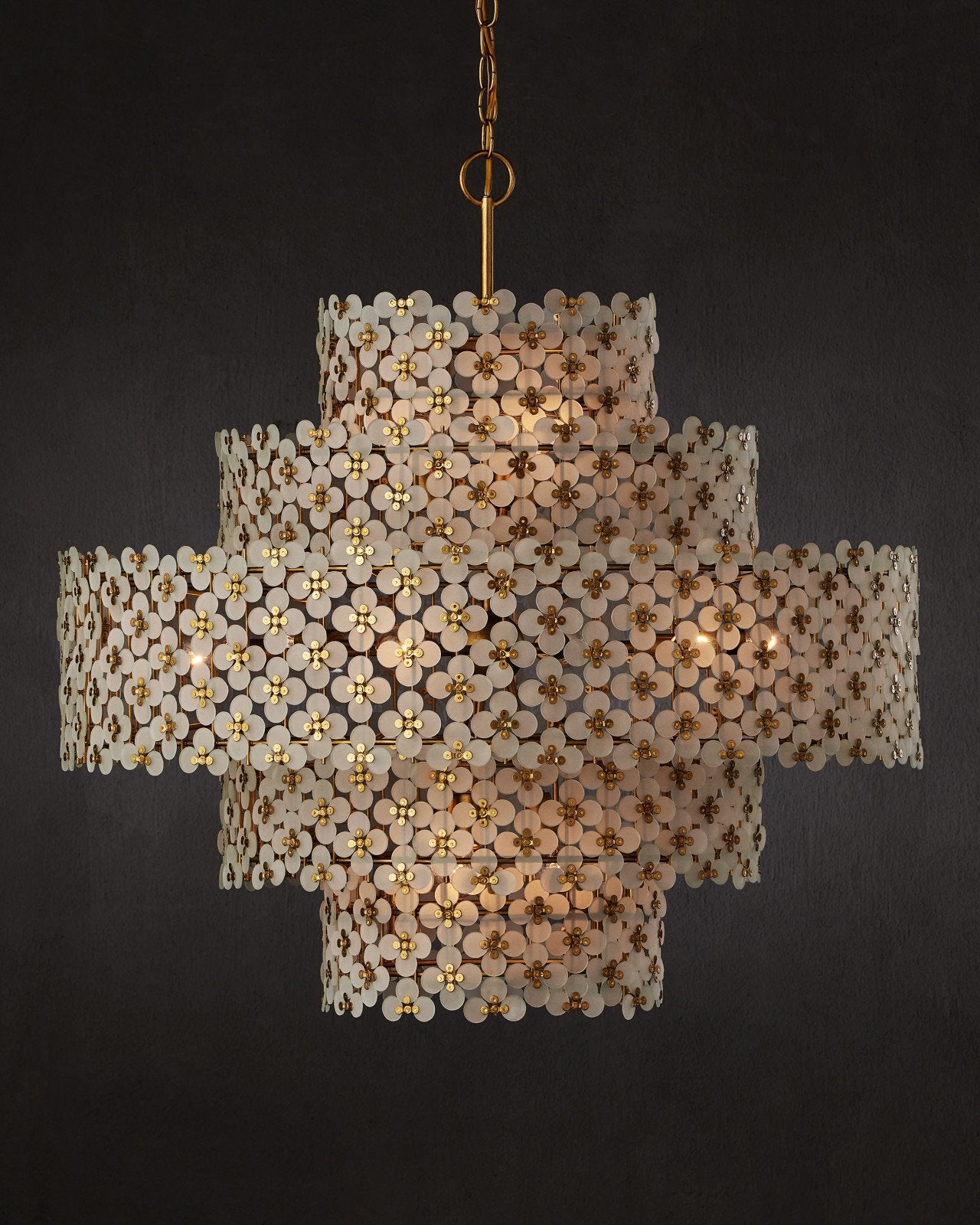 Currey & Company Spring Flower 35" Brass 12 Light Chandelier