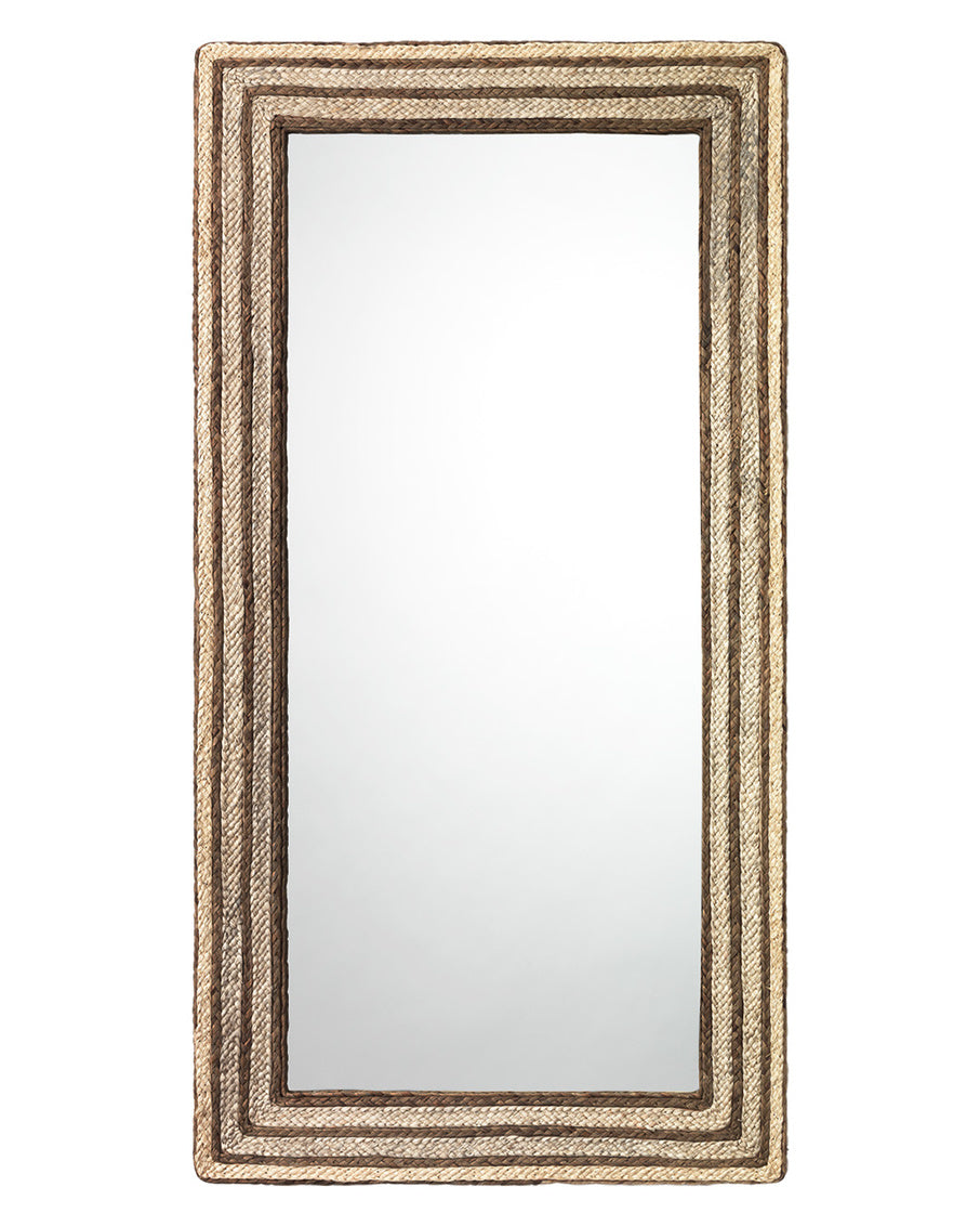 Jamie Young Evergreen Rectangle Mirror In Natural Braided Seagrass