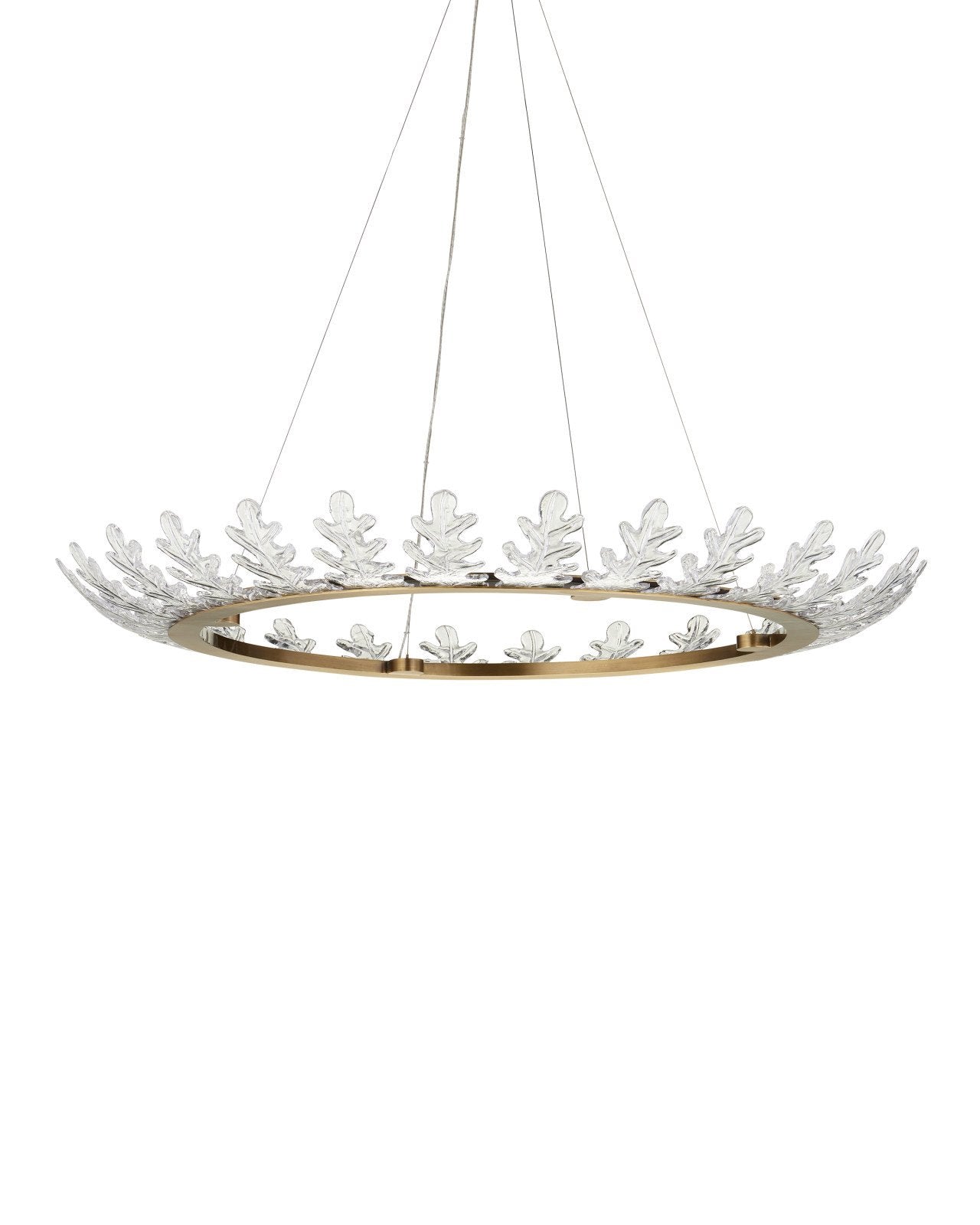 Currey & Company Oakwreath 47" Polished Antique Brass 1 Light Chandelier