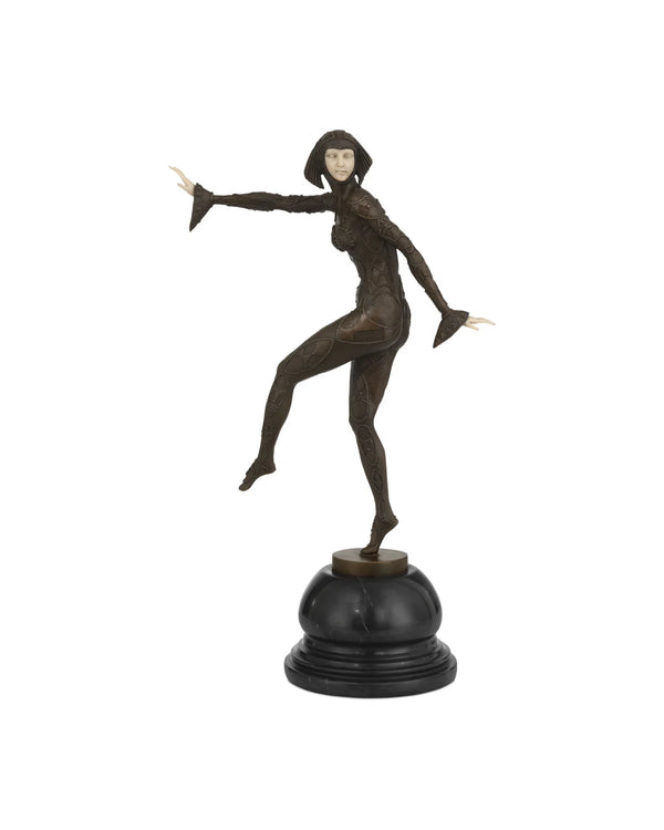 Currey & Company 16" Zanni Bronze & Marble Sculpture