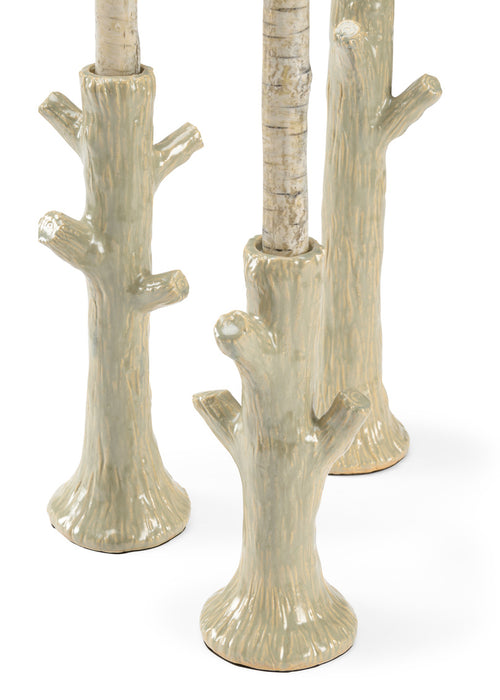 Wildwood Faux Bois Candlesticks Green (S3)