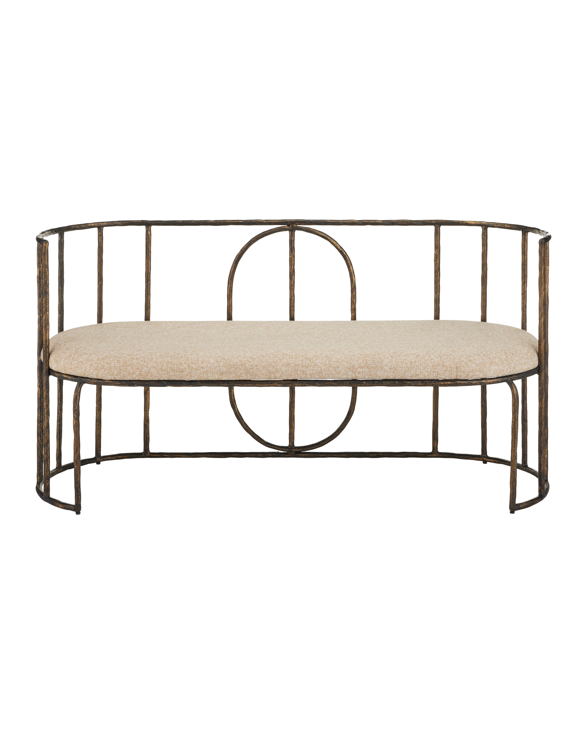 Currey & Company Euclid Bench, Boucle Seashell