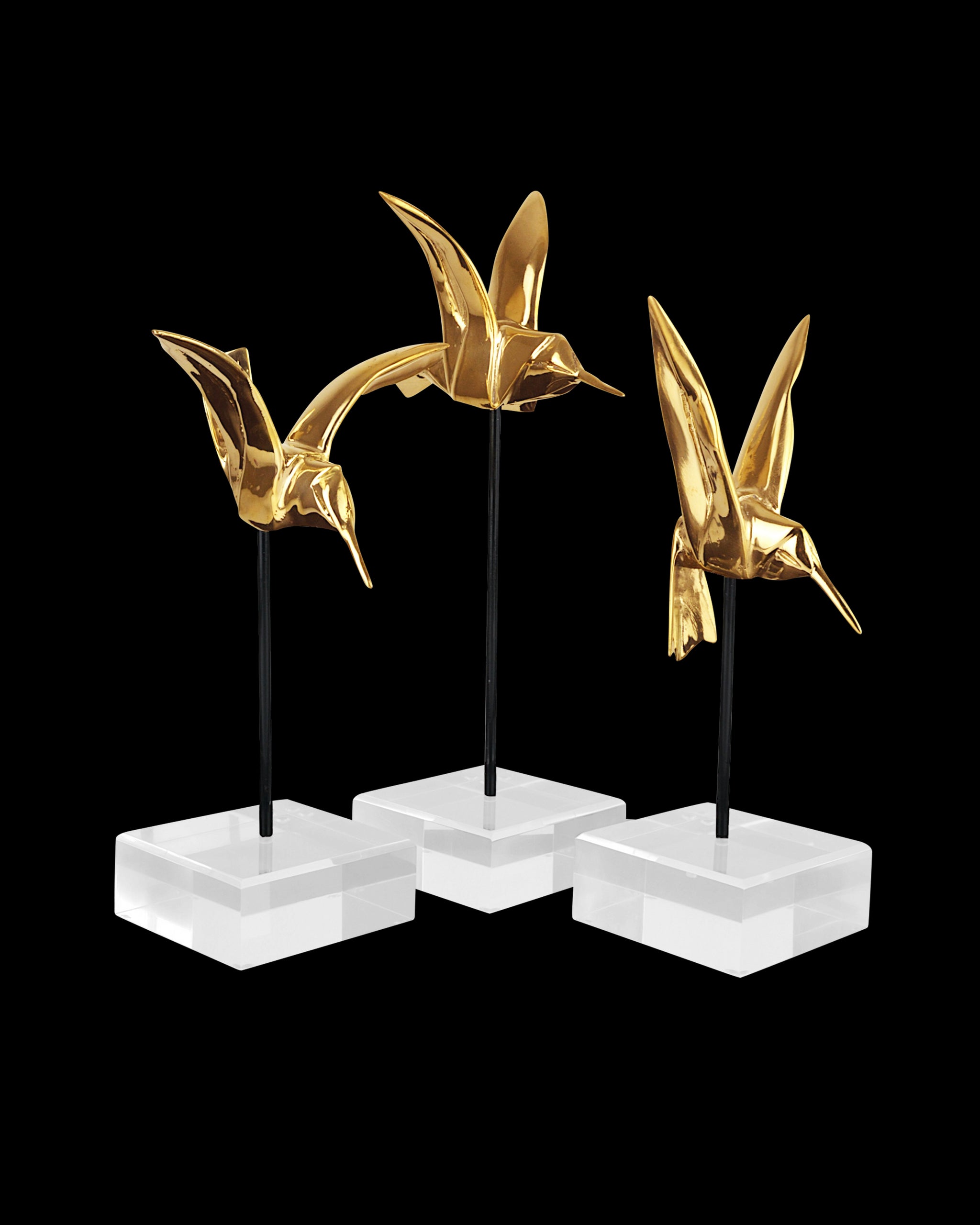 Currey & Company Gold Hummingbirds Set Of 3
