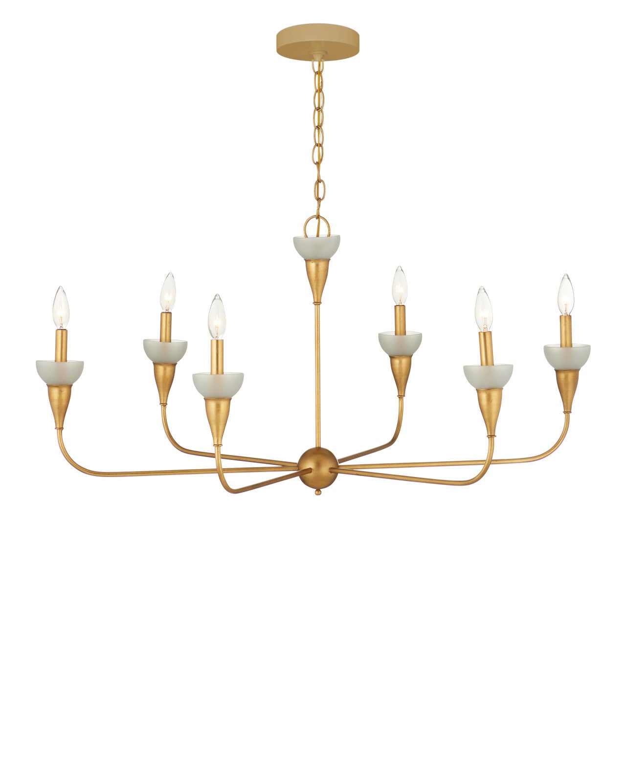 Currey & Company Aurelia Frost 40" Contemporary Gold Leaf 6 Light Chandelier