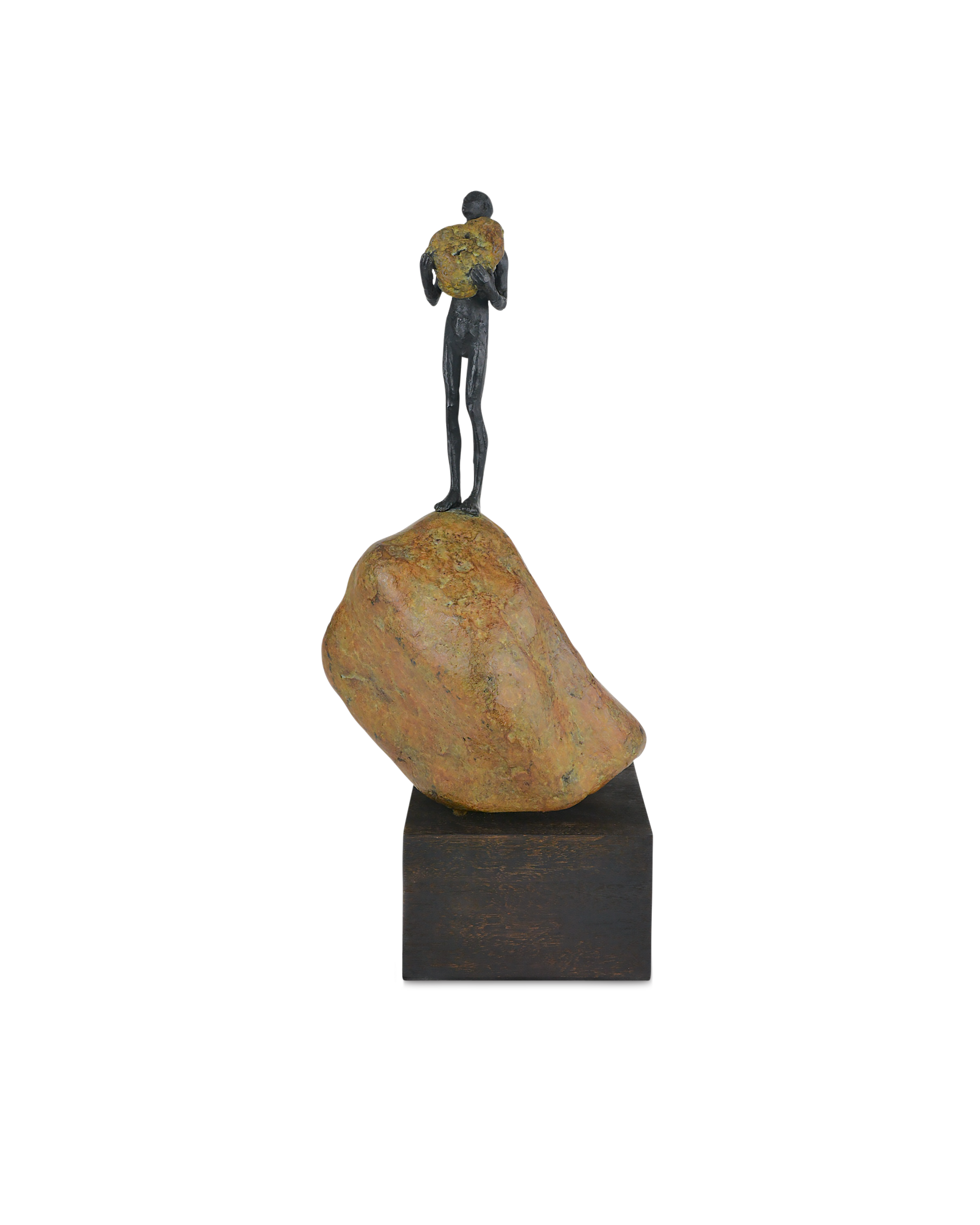 Currey & Company Man On Rock Medium Bronze