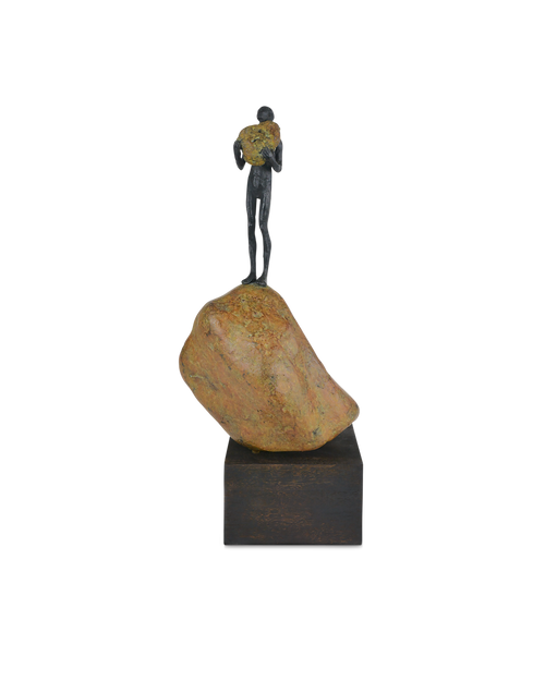 Currey & Company Man On Rock Medium Bronze